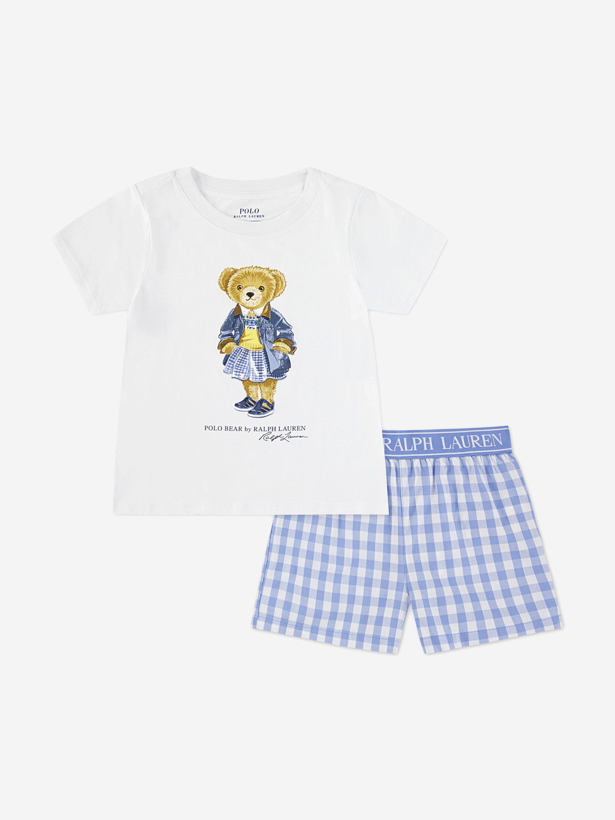 Ralph Lauren Girls Polo Bear Short Pyjamas Set in Blue