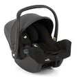 Black car seat with handle on a white background