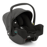 Black car seat with handle on a white background