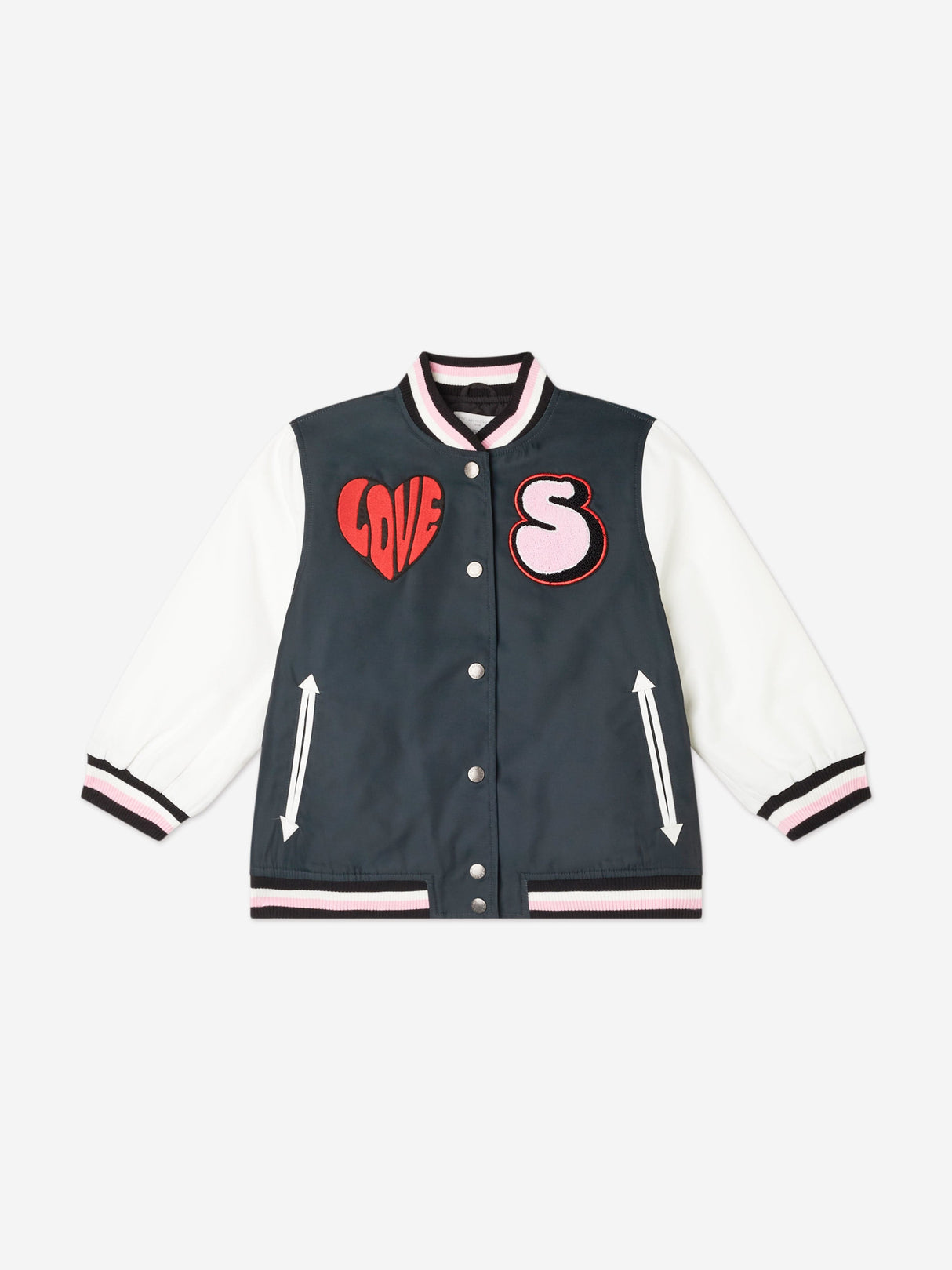 Stella McCartney Girls Love Varsity Jacket in Black