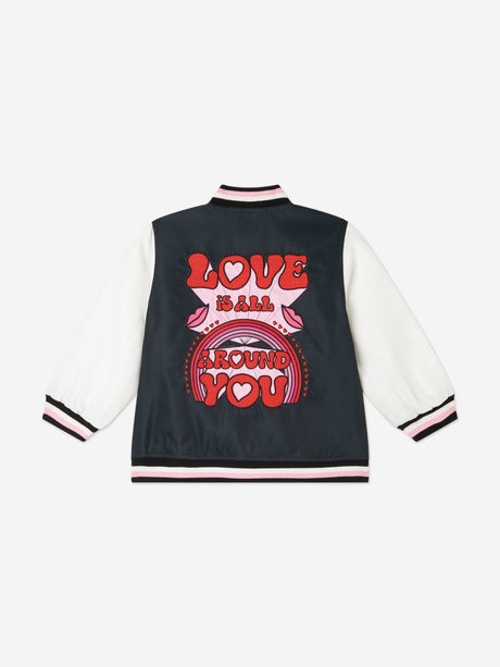 Stella McCartney Girls Love Varsity Jacket in Black