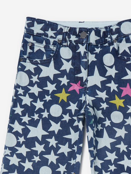 Stella McCartney Girls Wide Leg Star Jeans in Blue