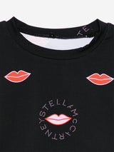 Stella McCartney Girls Long Sleeve Lips AOP Top in Black
