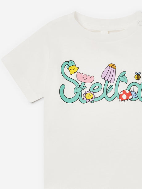 Stella McCartney Baby Girls Flower Logo T-Shirt in Ivory