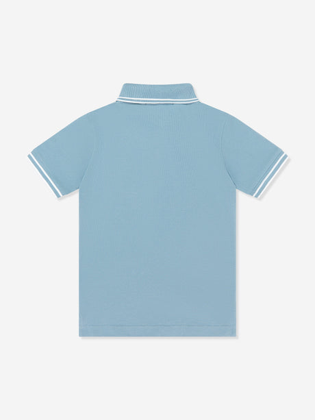 Stone Island Boys Compass Patch Polo Shirt in Blue