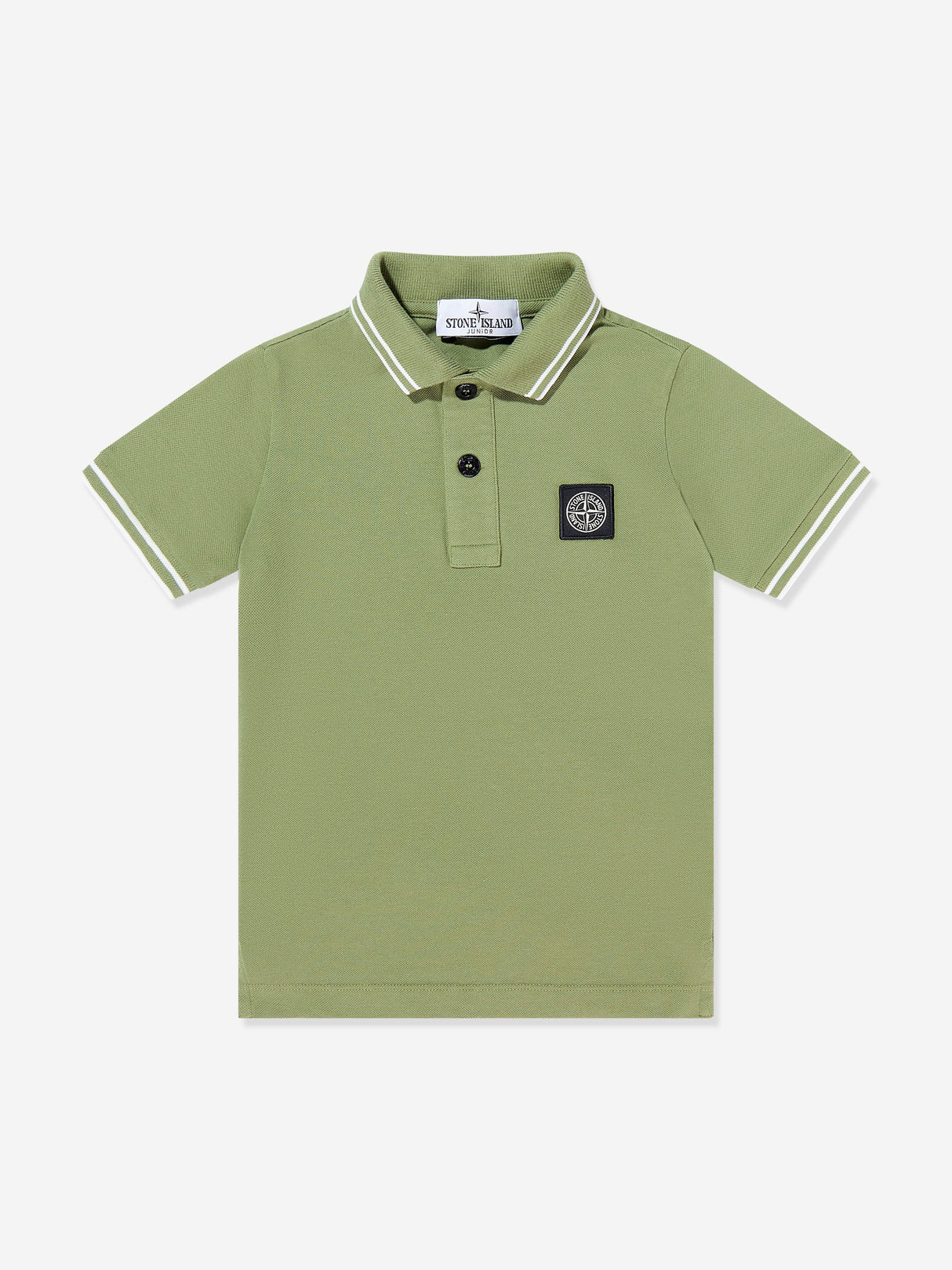 Stone Island Boys Compass Patch Polo Shirt in Green