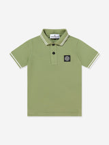 Stone Island Boys Compass Patch Polo Shirt in Green