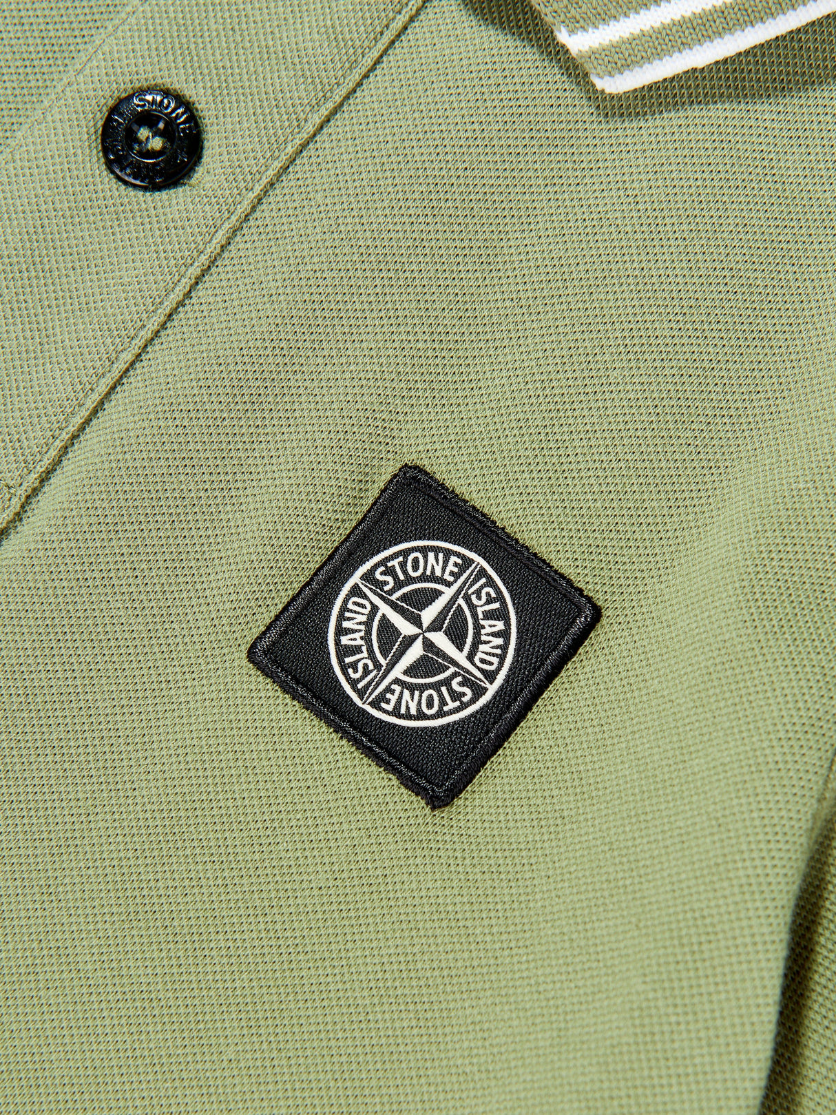 Stone Island Boys Compass Patch Polo Shirt in Green