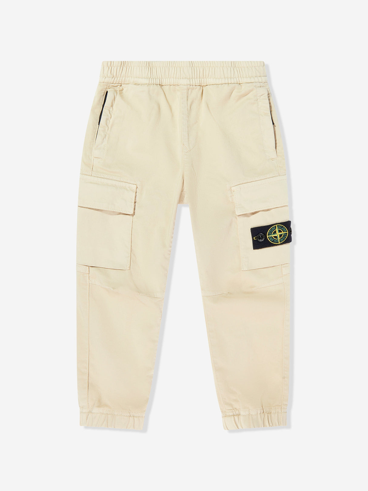 Stone Island Boys Regular Tapered Cargo Trousers in Beige