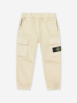 Stone Island Boys Regular Tapered Cargo Trousers in Beige