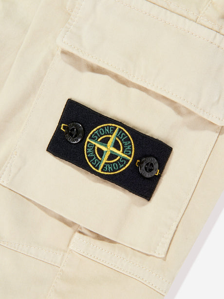 Stone Island Boys Regular Tapered Cargo Trousers in Beige