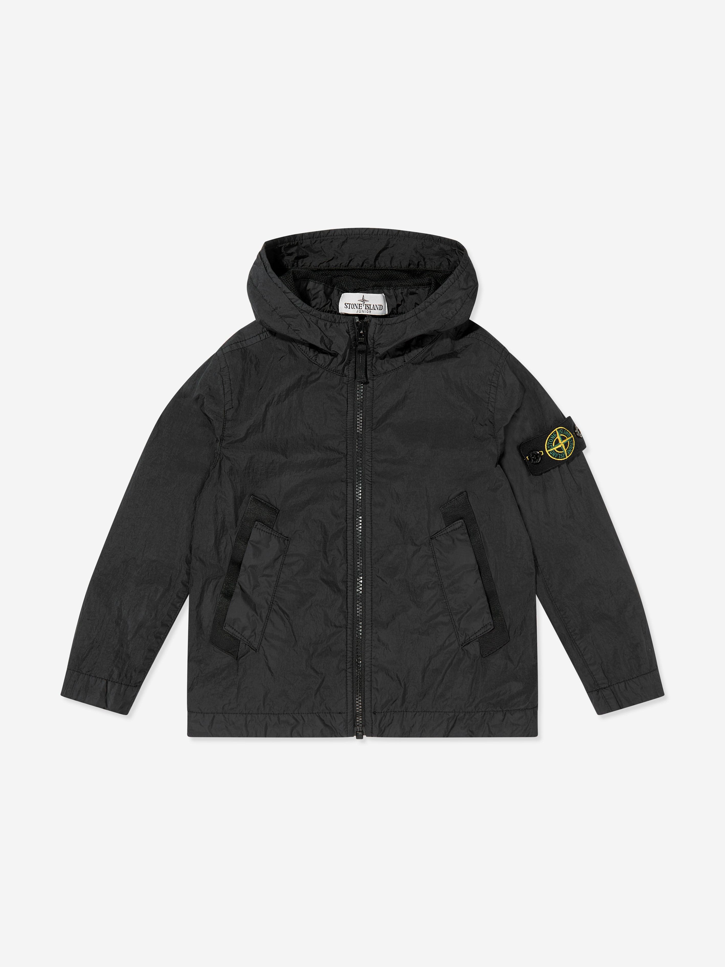 Stone Island Boys Lightweight Crinkle Reps Jacket in Black