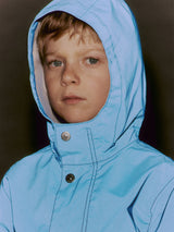 Stone Island Boys Plated Reflective Wind Resistant Hooded Jacket in Blue