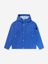 Stone Island Boys Plated Reflective Wind Resistant Hooded Jacket in Blue