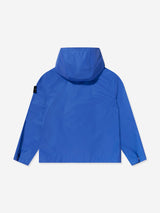 Stone Island Boys Plated Reflective Wind Resistant Hooded Jacket in Blue