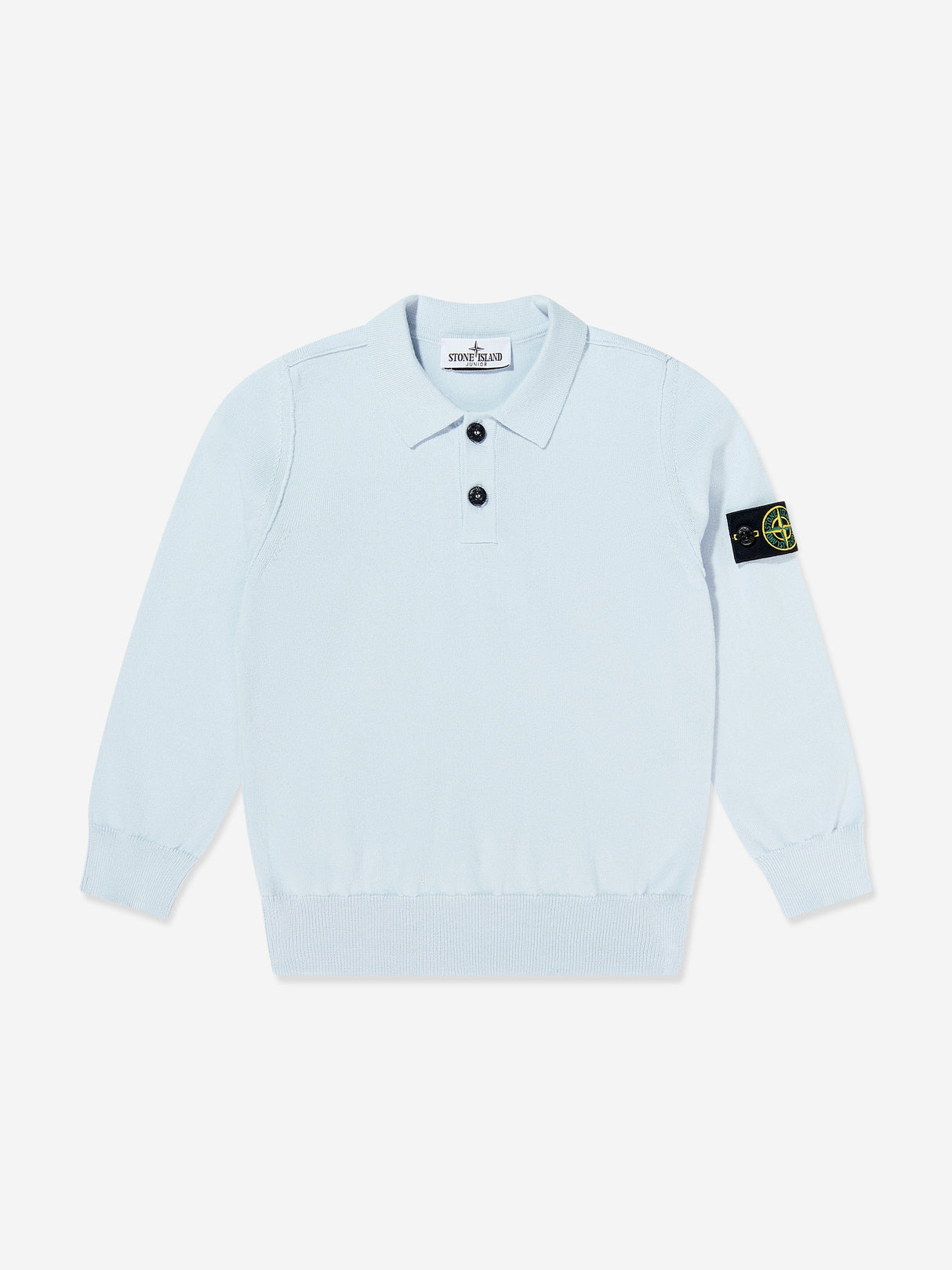 Stone Island Boys Knitted Long Sleeve Polo Shirt in Blue