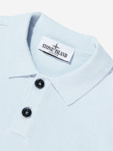 Stone Island Boys Knitted Long Sleeve Polo Shirt in Blue