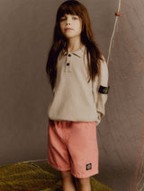Stone Island Boys Knitted Long Sleeve Polo Shirt in Beige