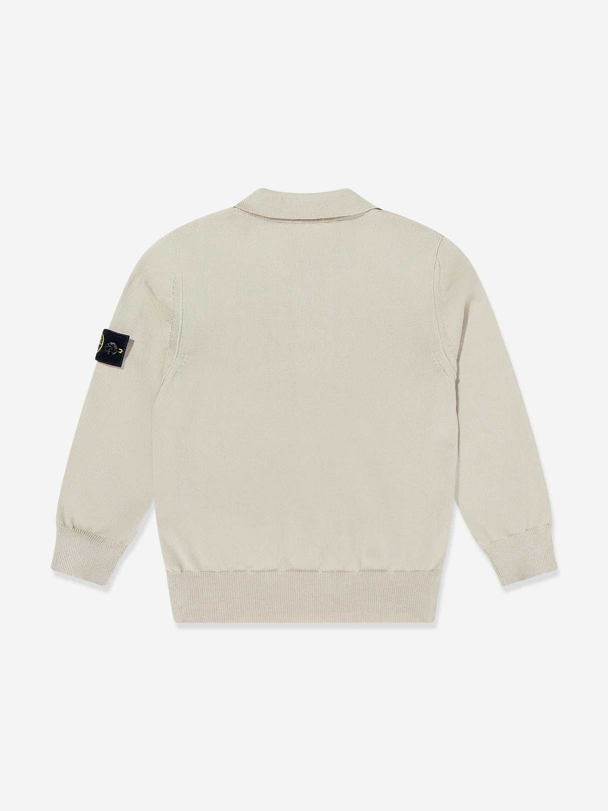 Stone Island Boys Knitted Long Sleeve Polo Shirt in Beige