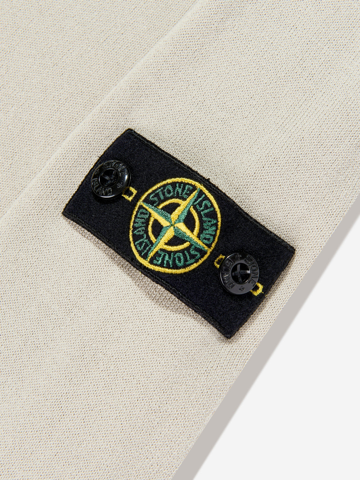 Stone Island Boys Knitted Long Sleeve Polo Shirt in Beige