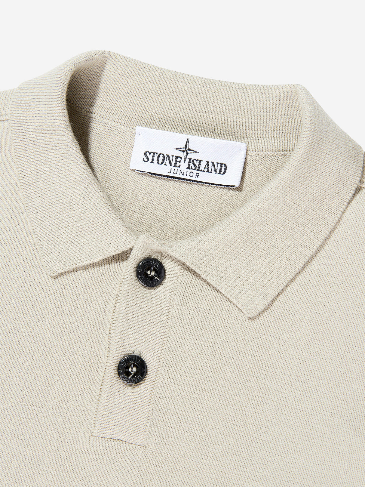 Stone Island Boys Knitted Long Sleeve Polo Shirt in Beige