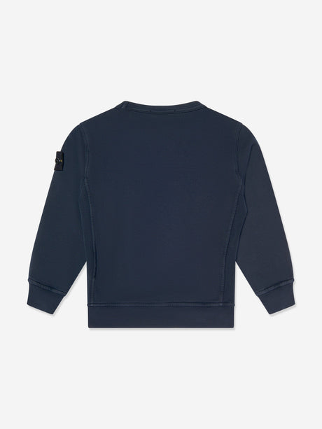 Stone Island Boys Cotton Fleece Sweatshirt in Navy