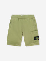 Stone Island Boys Logo Pocket Shorts in Green
