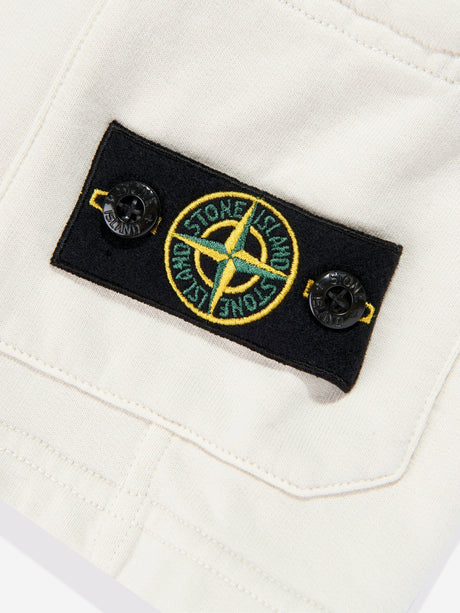 Stone Island Boys Logo Pocket Shorts in Ivory