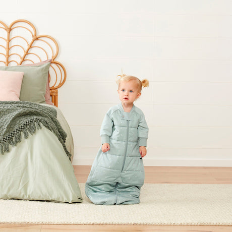 ergoPouch - Organic Winter Long Sleeved 2 in 1 Sleeping Suit Bag - Sage 3.5 TOG