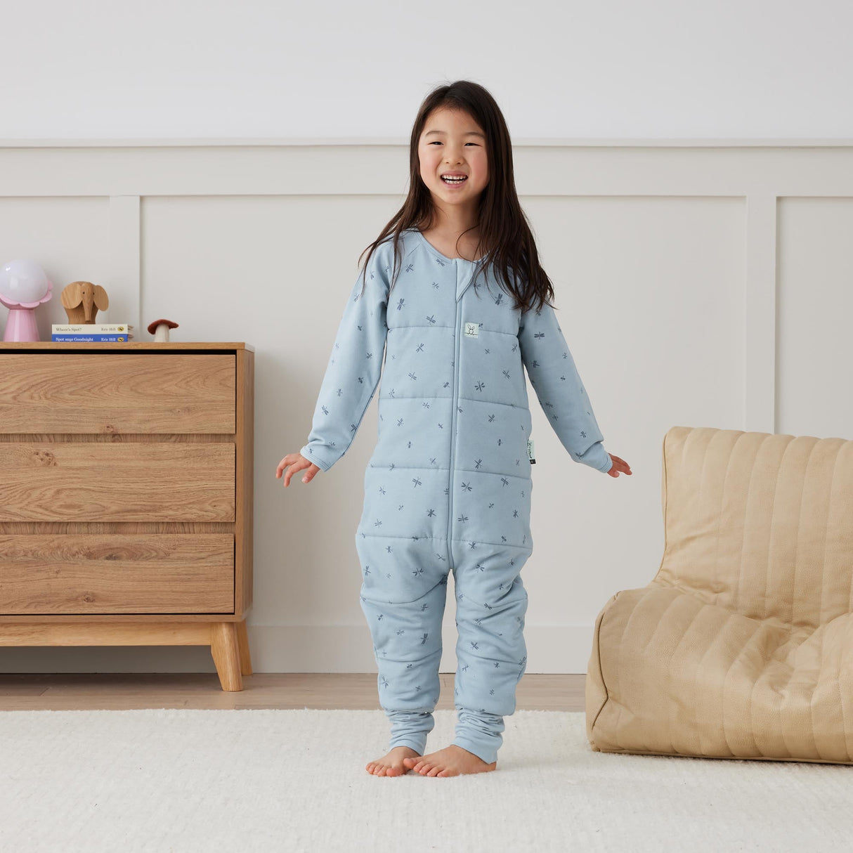 ergoPouch - Organic Winter Long Sleeved Sleep Onesie - Dragonflies 3.5 TOG