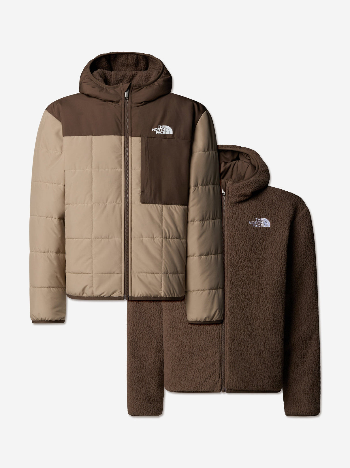 The North Face Boys Reversible Shasta Hooded Jacket in Beige