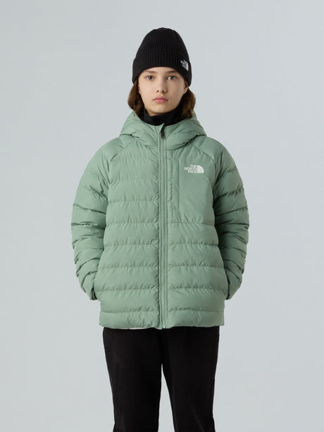 The North Face Girls Reversible Perrito Hooded Jacket in Green
