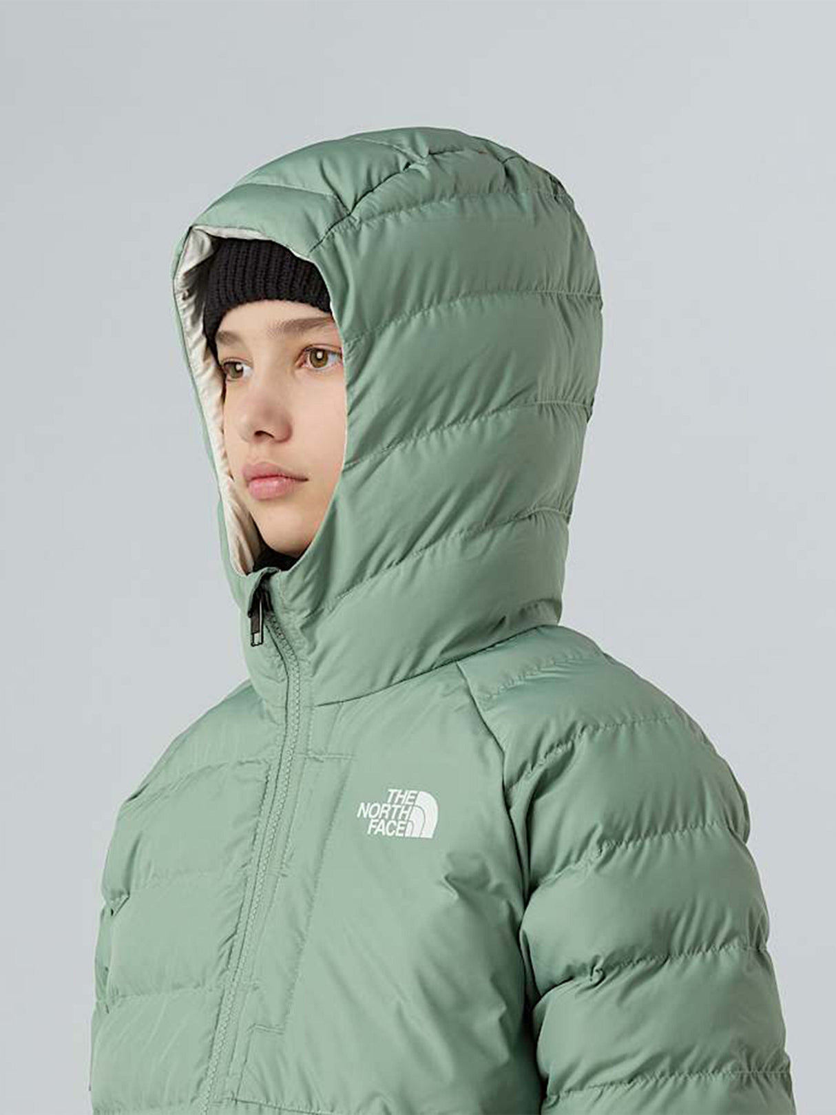 The North Face Girls Reversible Perrito Hooded Jacket in Green
