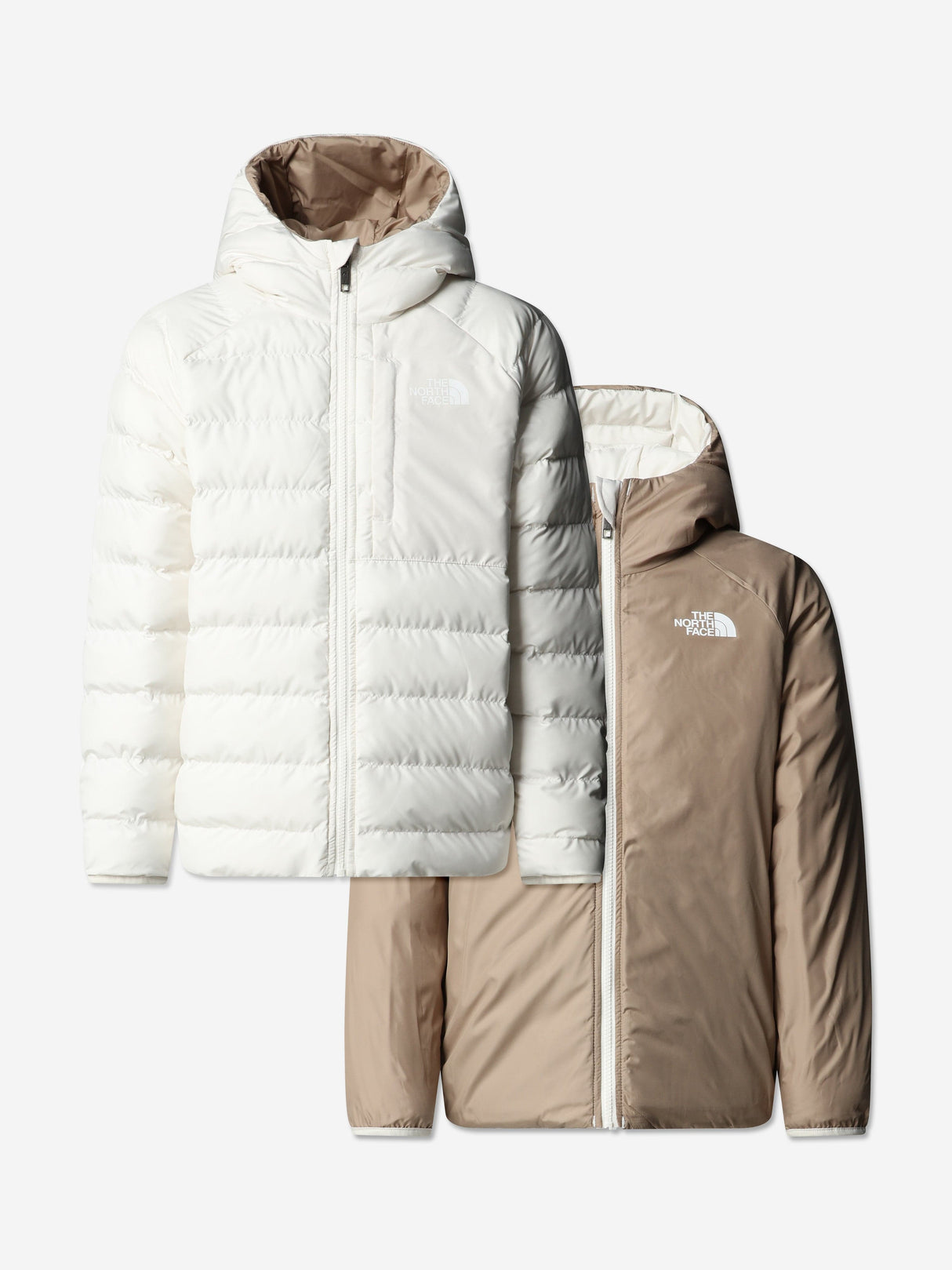 The North Face Girls Reversible Perrito Hooded Jacket in White