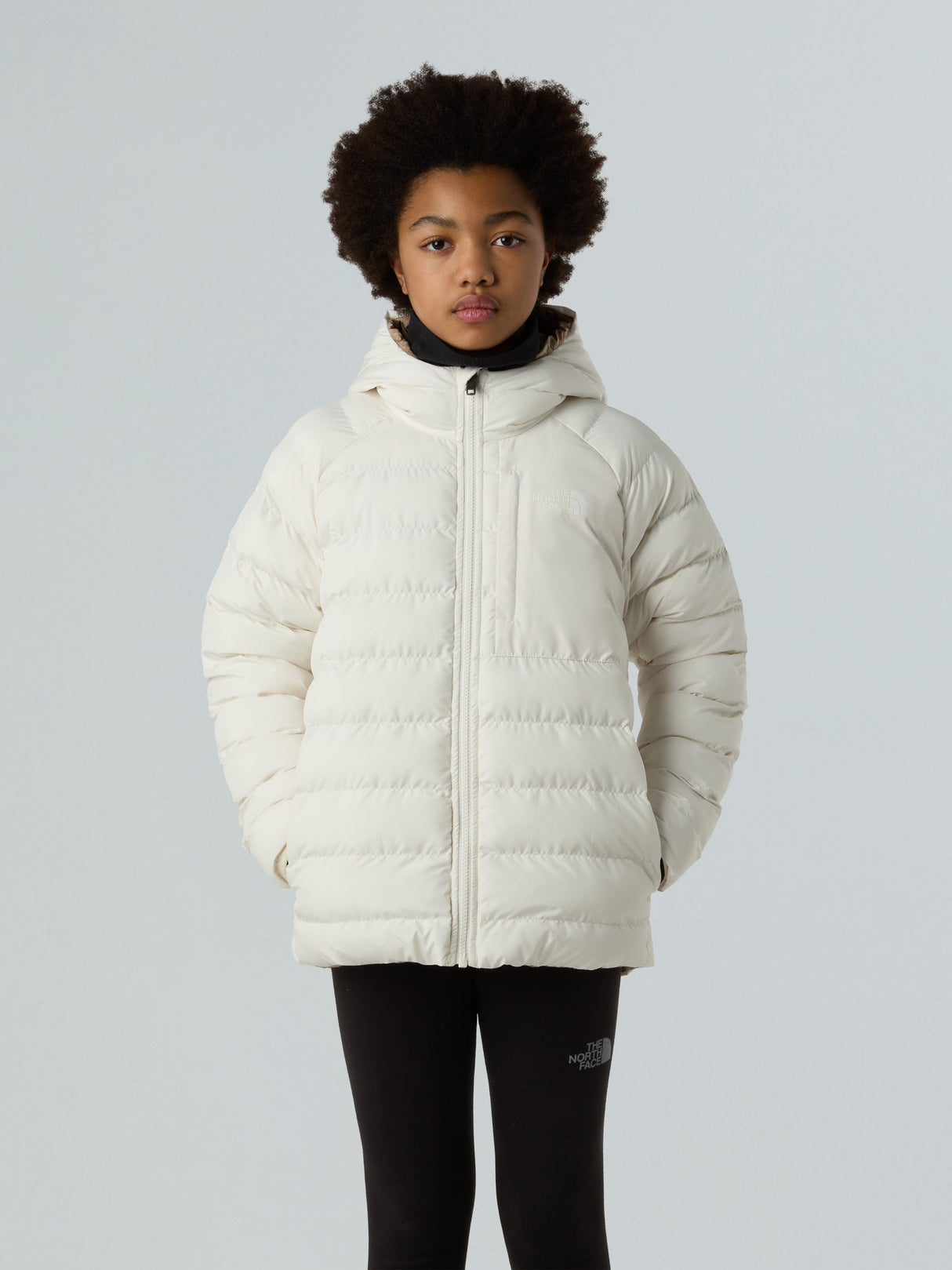 The North Face Girls Reversible Perrito Hooded Jacket in White
