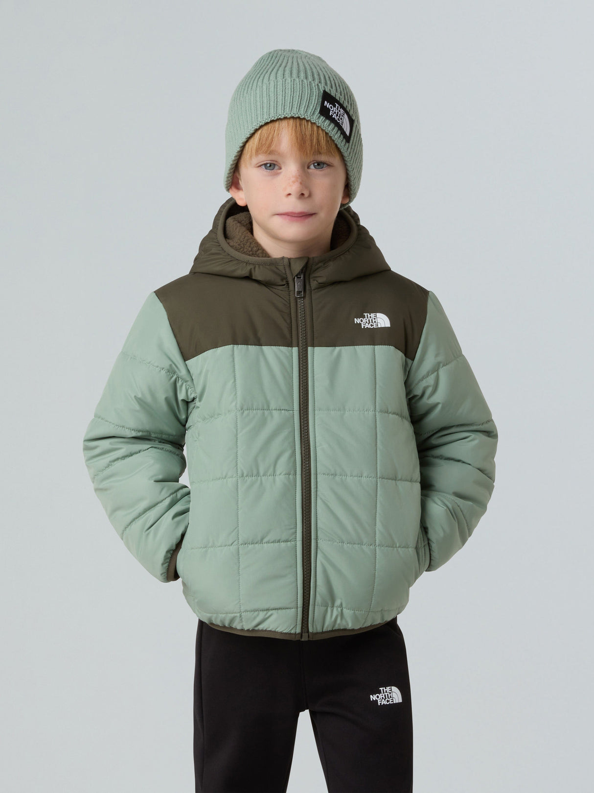 The North Face Kids Reversible Shasta Hooded Jacket in Green