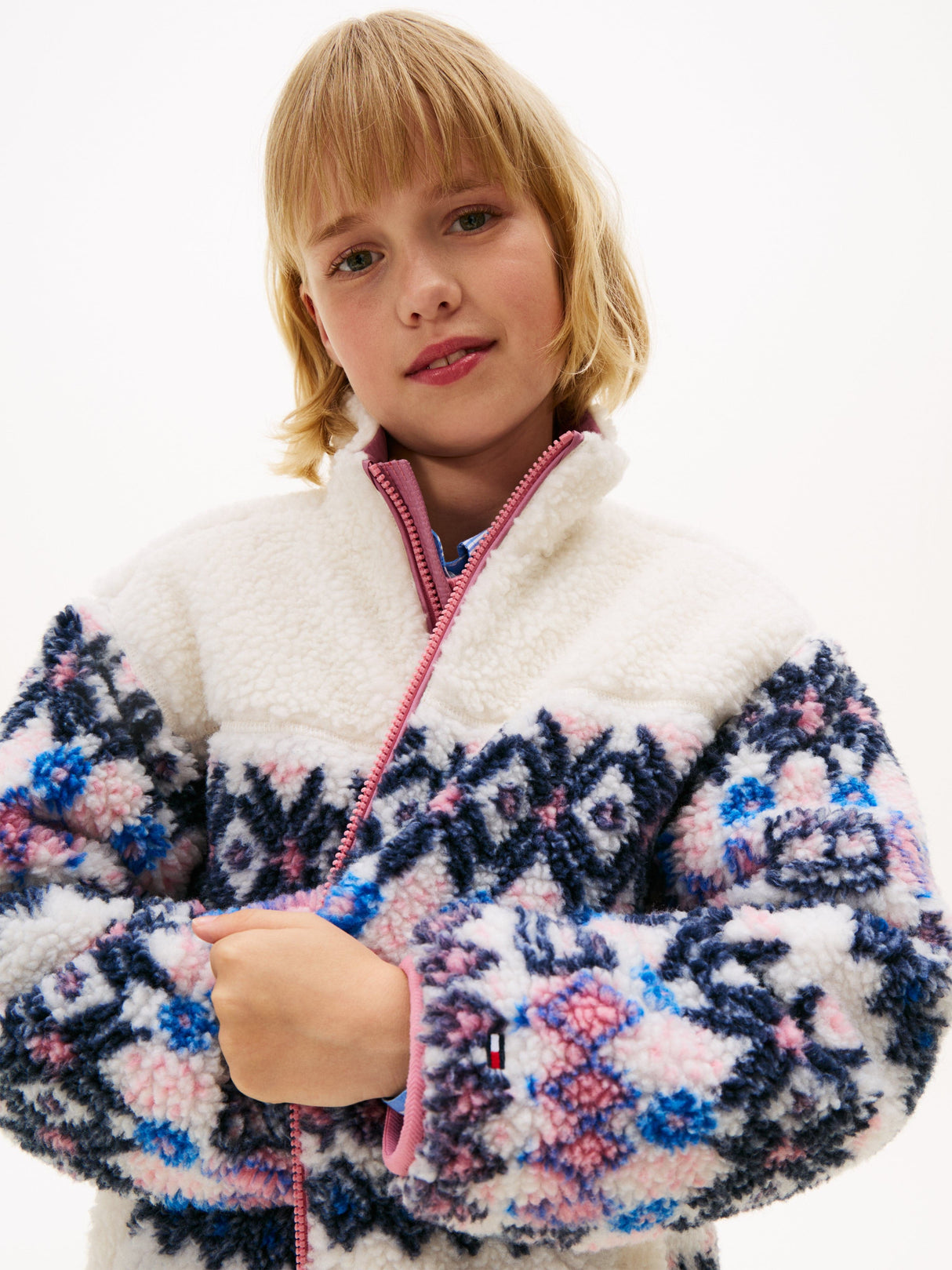 Tommy Hilfiger Girls Fair Isle Teddy Jacket in Ivory