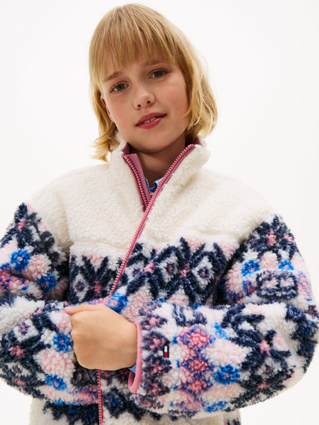 Tommy Hilfiger Girls Fair Isle Teddy Jacket in Ivory