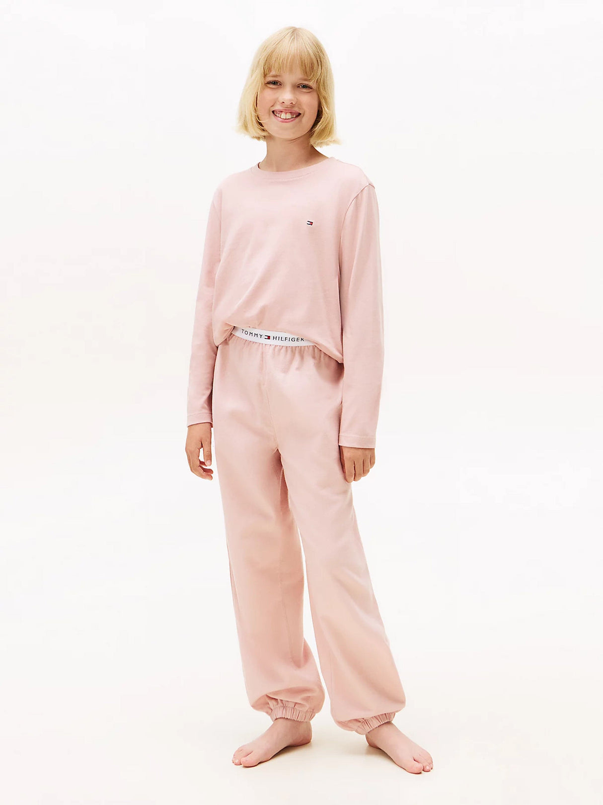 Tommy Hilfiger Girls Long Sleeve Cuffed PJ Set in Pink