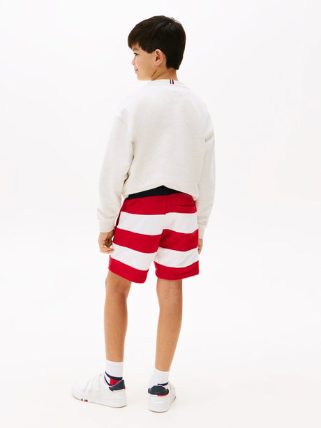 Tommy Hilfiger Boys Flag All Over Stripe Shorts in Red