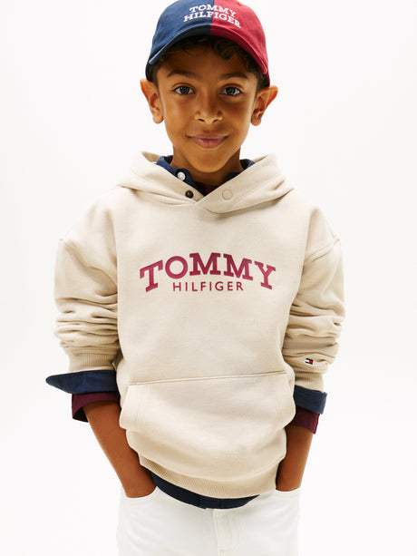 Tommy Hilfiger Boys Monotype Print Hoodie in Beige