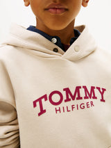 Tommy Hilfiger Boys Monotype Print Hoodie in Beige