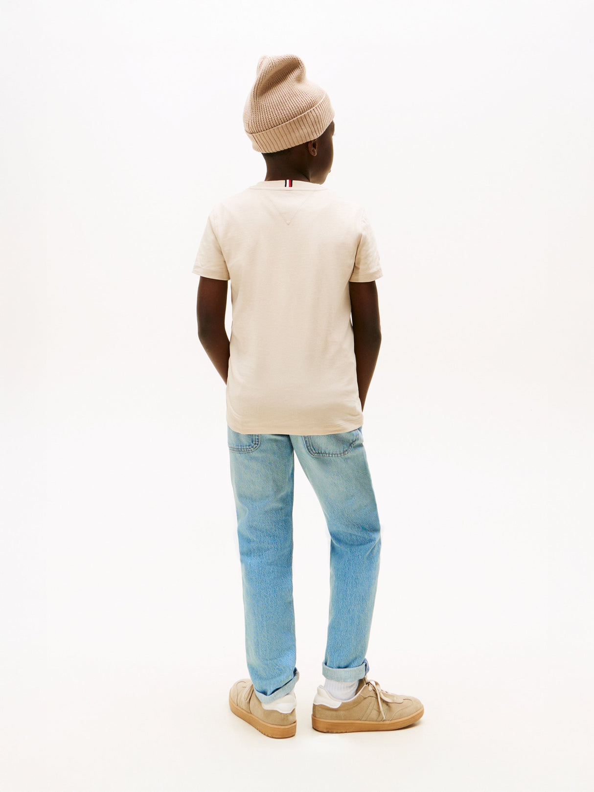 Tommy Hilfiger Boys Monotype Print Graphic T-Shirt in Beige