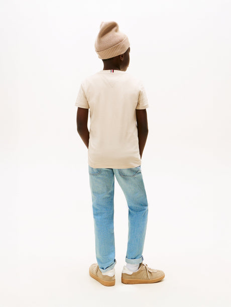 Tommy Hilfiger Boys Monotype Print Graphic T-Shirt in Beige