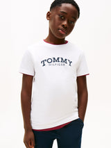 Tommy Hilfiger Boys Monotype Print Graphic T-Shirt in White
