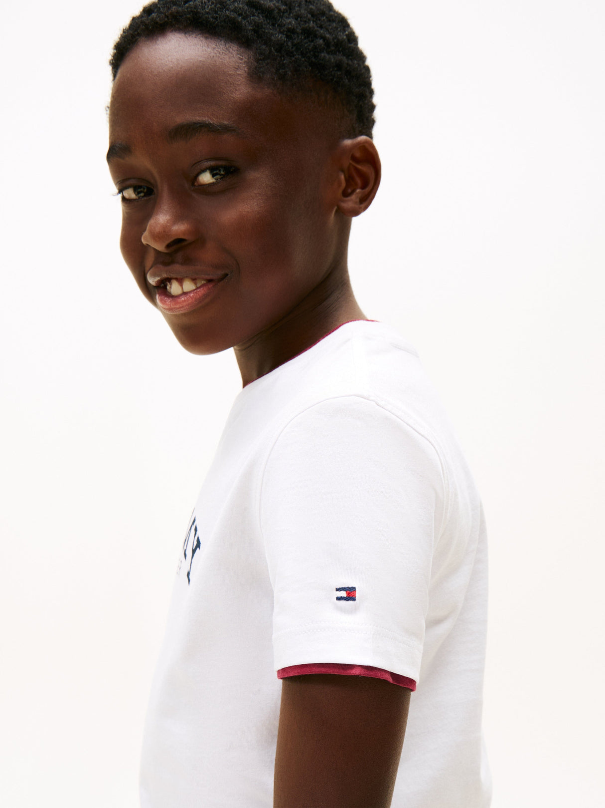 Tommy Hilfiger Boys Monotype Print Graphic T-Shirt in White