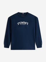 Tommy Hilfiger Boys Monotype Print Long Sleeve T-Shirt in Navy