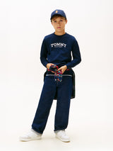 Tommy Hilfiger Boys Monotype Print Long Sleeve T-Shirt in Navy