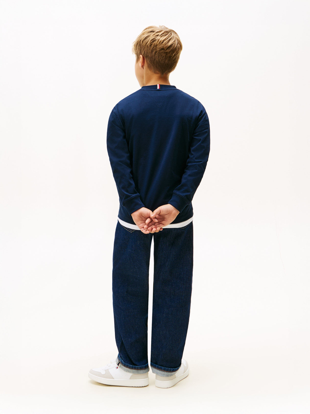 Tommy Hilfiger Boys Monotype Print Long Sleeve T-Shirt in Navy