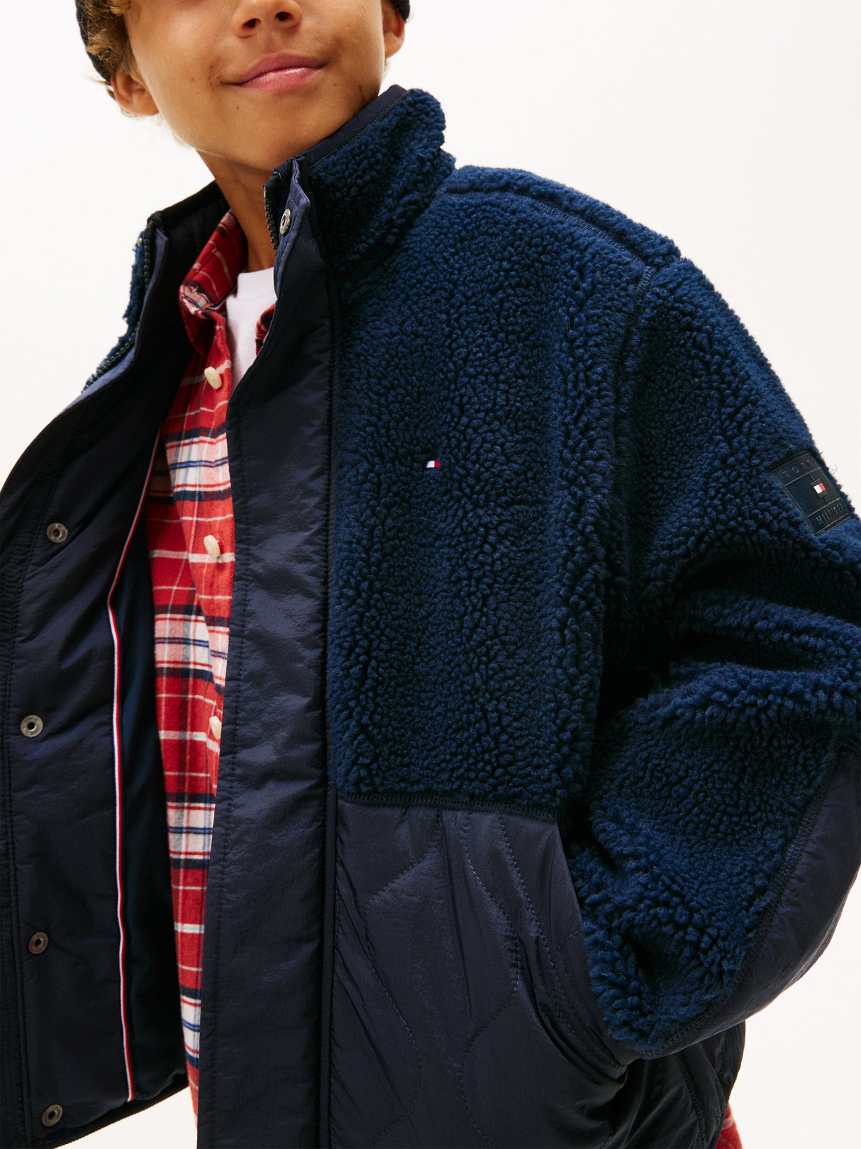 Tommy Hilfiger Boys Teddy Quilted Bomber Jacket in Navy